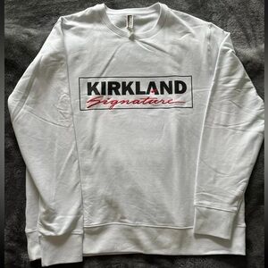 NWOT Kirkland Signature Embroidered Sweatshirt White Crewneck Mens L/ W(XL)